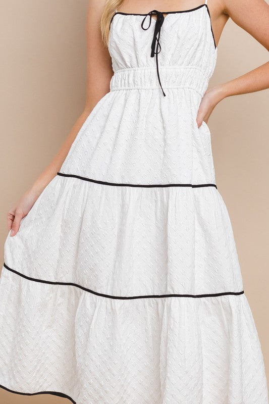 White Spaghetti Strapped Midi Dress