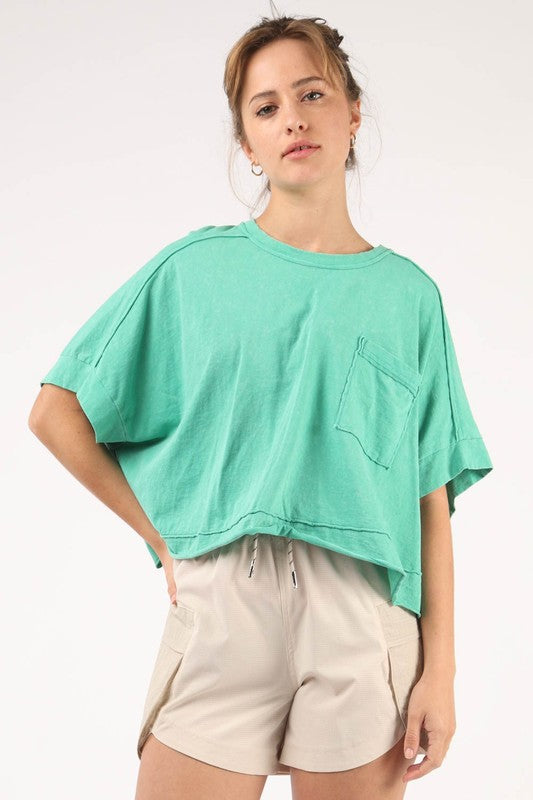 Green Oversized Washed Crop