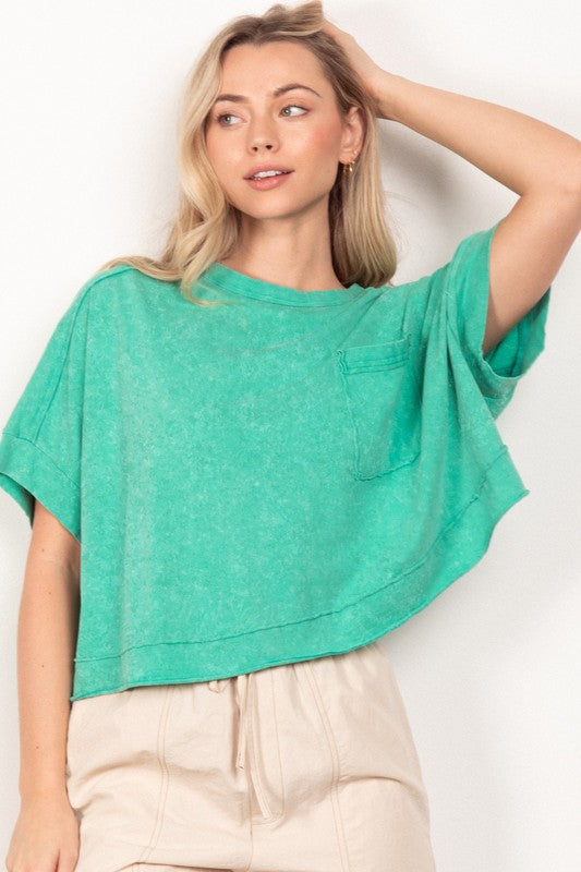 Green Oversized Washed Crop