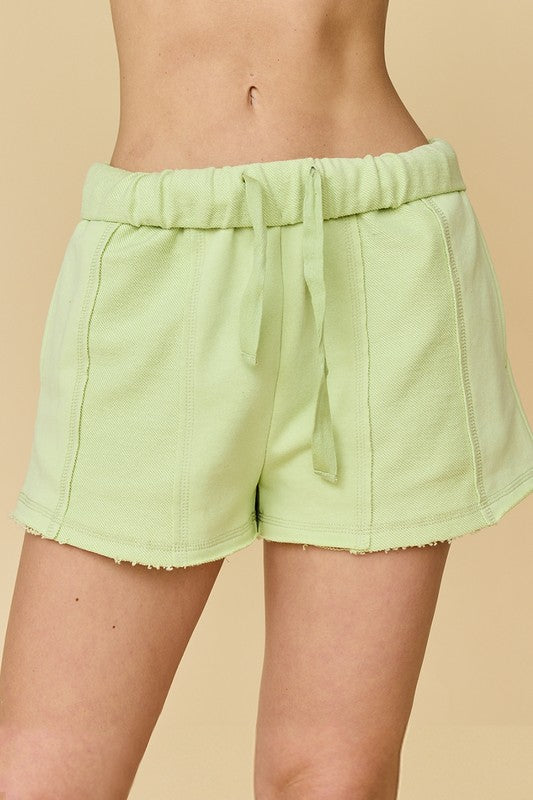 Lime Rolled Waistband Shorts