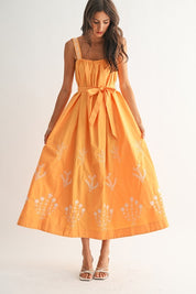 Sunburst Embroidered Maxi Dress