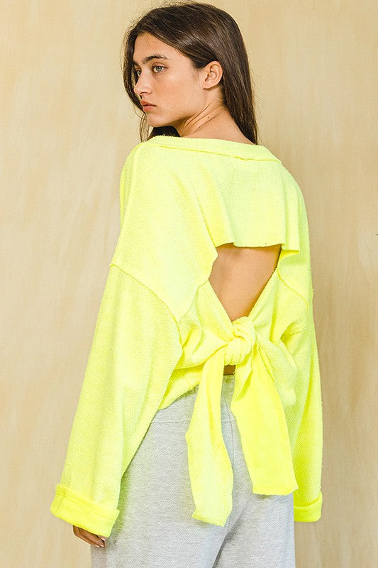 Yellow Tie Back Top