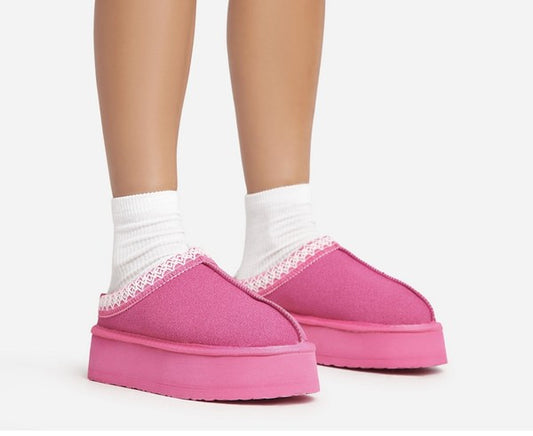 Fuschia Platform Slippers