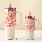 Pink Floral Flip Straw Tumbler