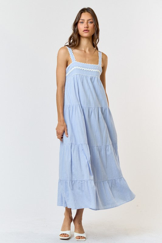 Sky White Tiered Maxi Dress