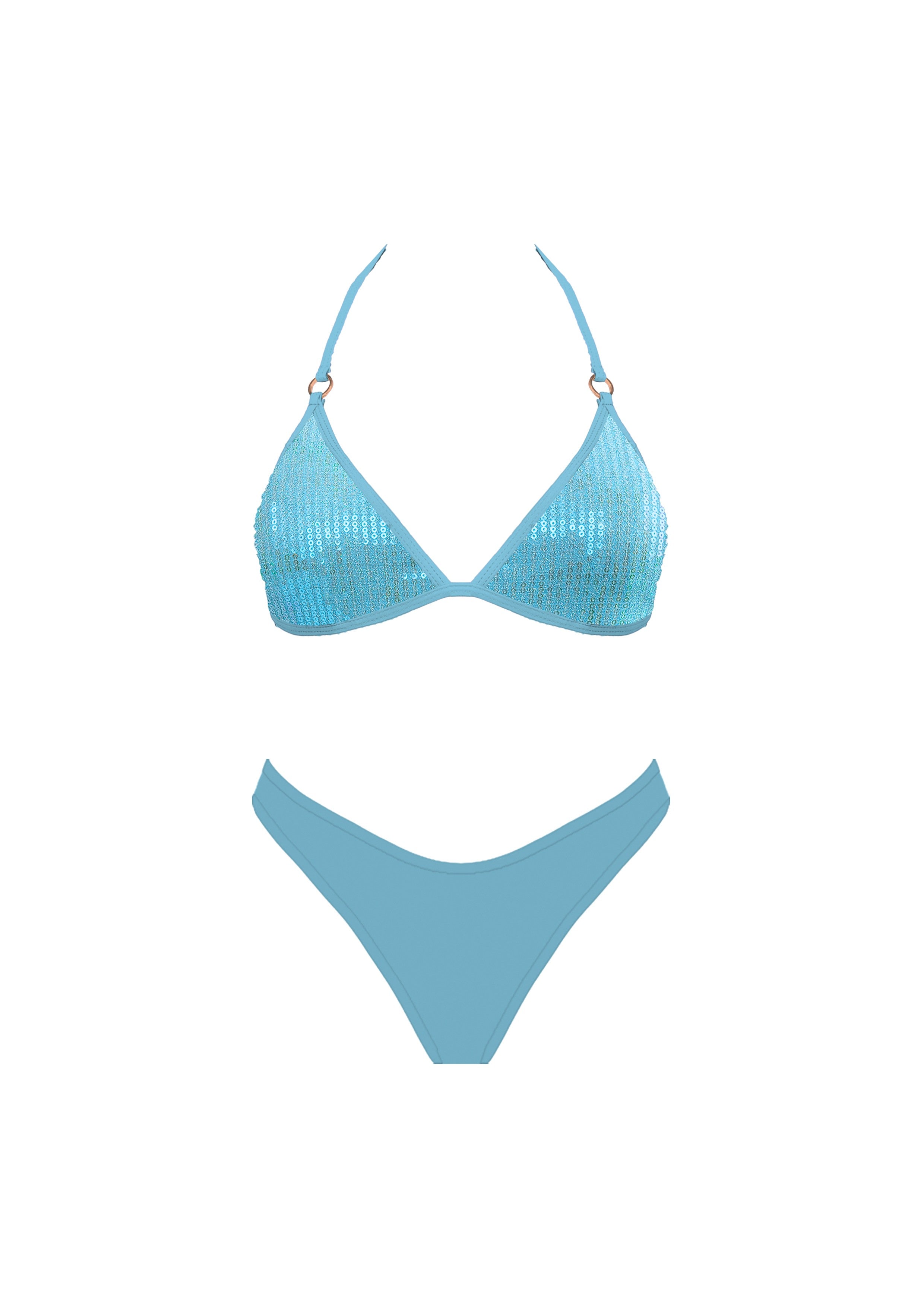Blue Sequin Bikini Set