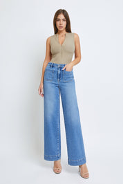 Med Wash Front Pocket Jeans