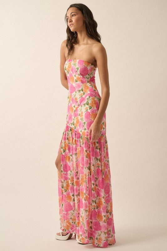 Pink Strapless Maxi Dress