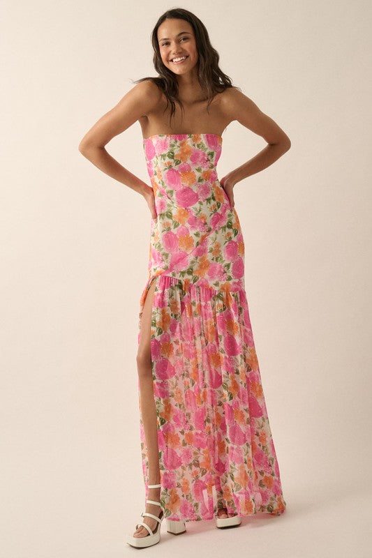 Pink Strapless Maxi Dress