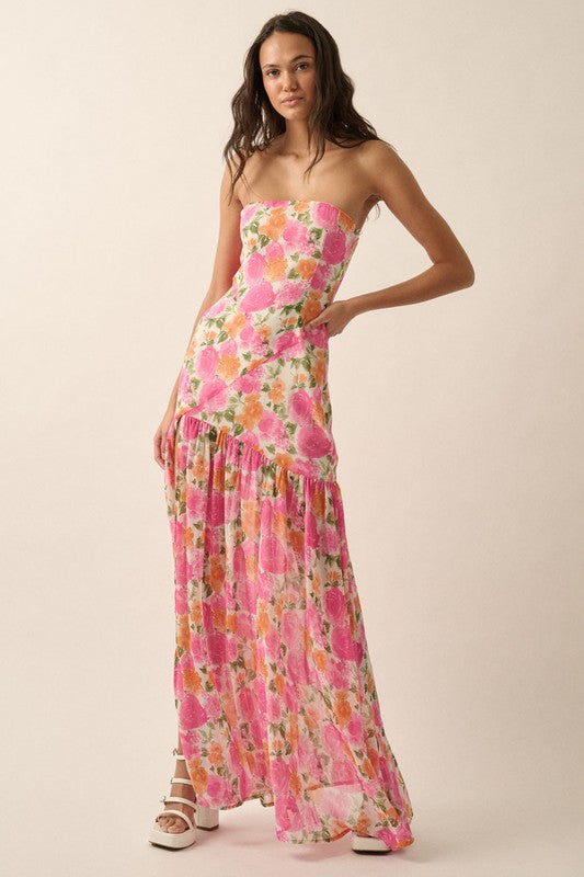 Pink Strapless Maxi Dress