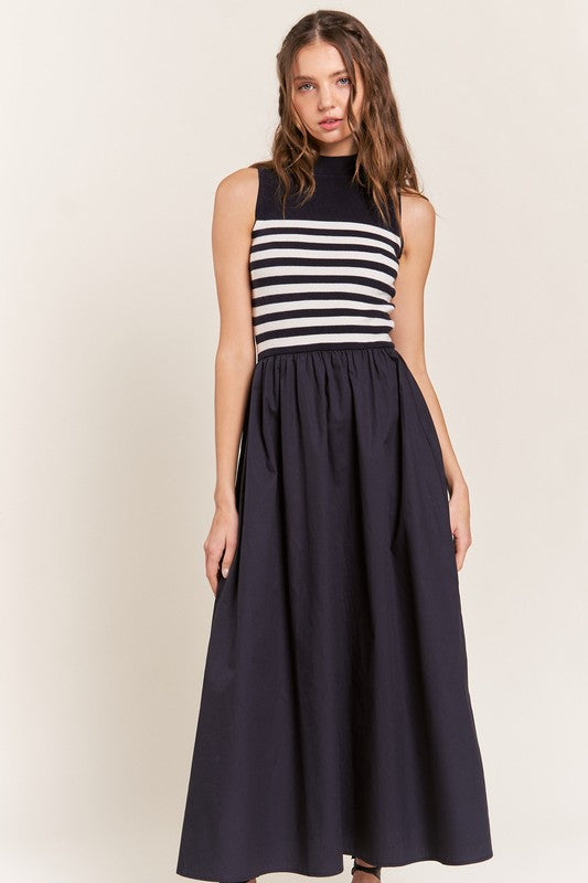 Navy Maxi Stripe Knit Dress