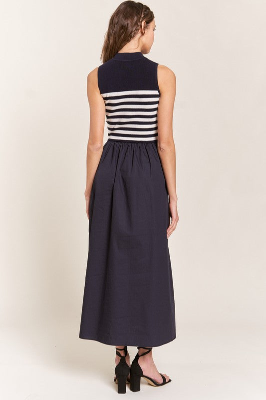 Navy Maxi Stripe Knit Dress