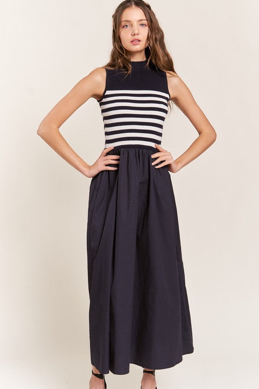 Navy Maxi Stripe Knit Dress