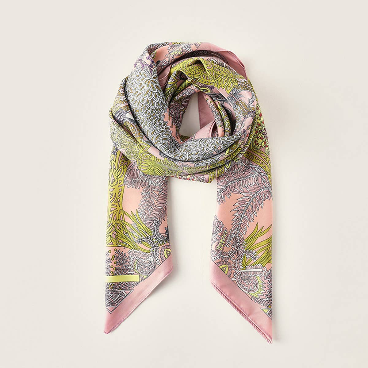 Pink Vintage French Print Scarf — color: pink
