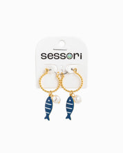Sea Life Marine Blue Fish Earrings