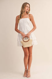 Floral Eyelet Drop Waist Mini Dress