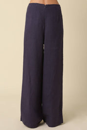 Navy Wide Leg Linen Pants