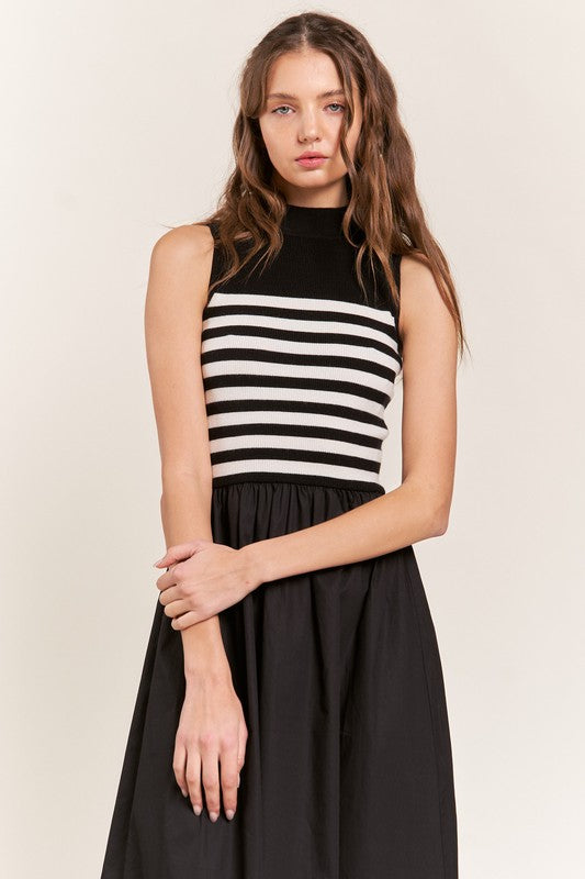 Black Maxi Stripe Knit Dress