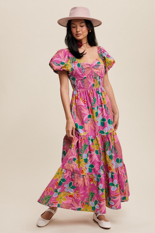 Pink Flower Maxi Dress