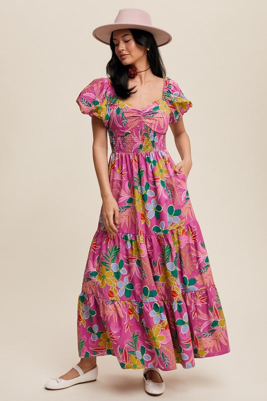 Pink Flower Maxi Dress