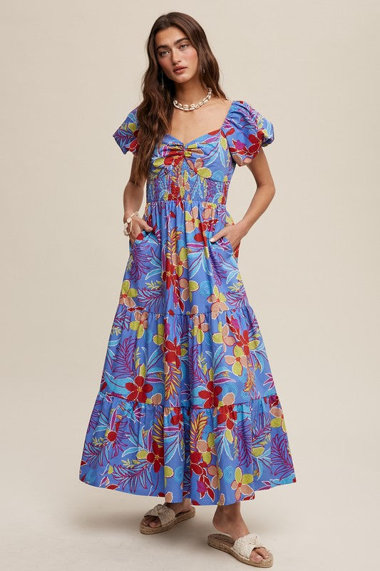 Purple Flower Maxi Dress