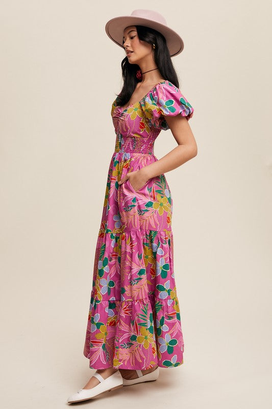 Pink Flower Maxi Dress