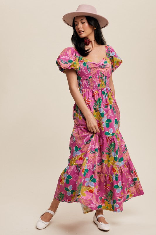 Pink Flower Maxi Dress