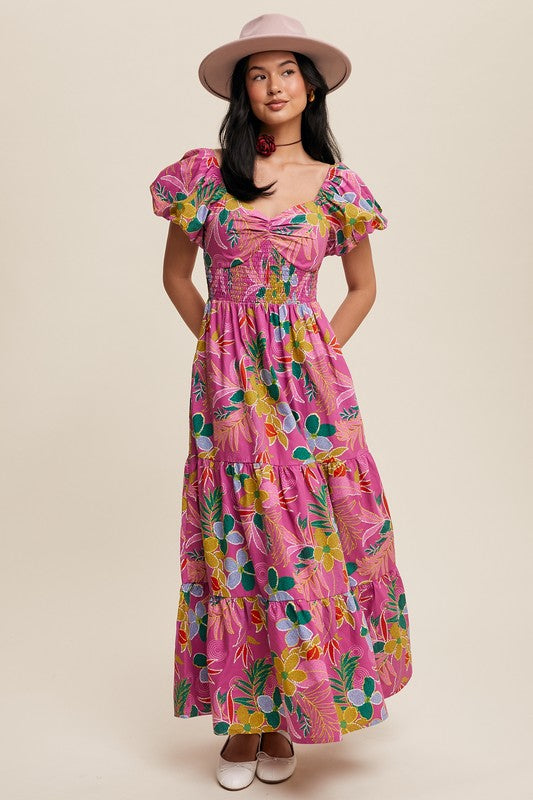 Pink Flower Maxi Dress