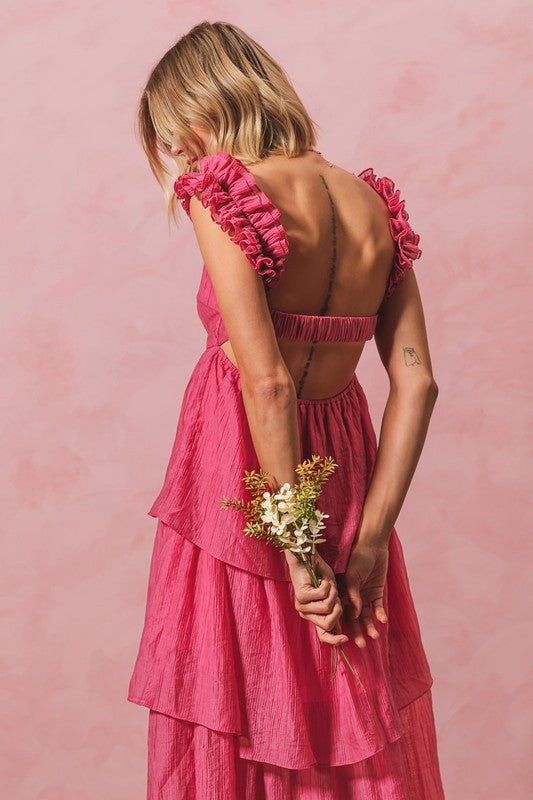 Pink & Red Stripe Frill Dress