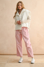 Pink Striped Barrel Pants