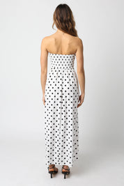 White & Black Polka Dot Maxi Dress