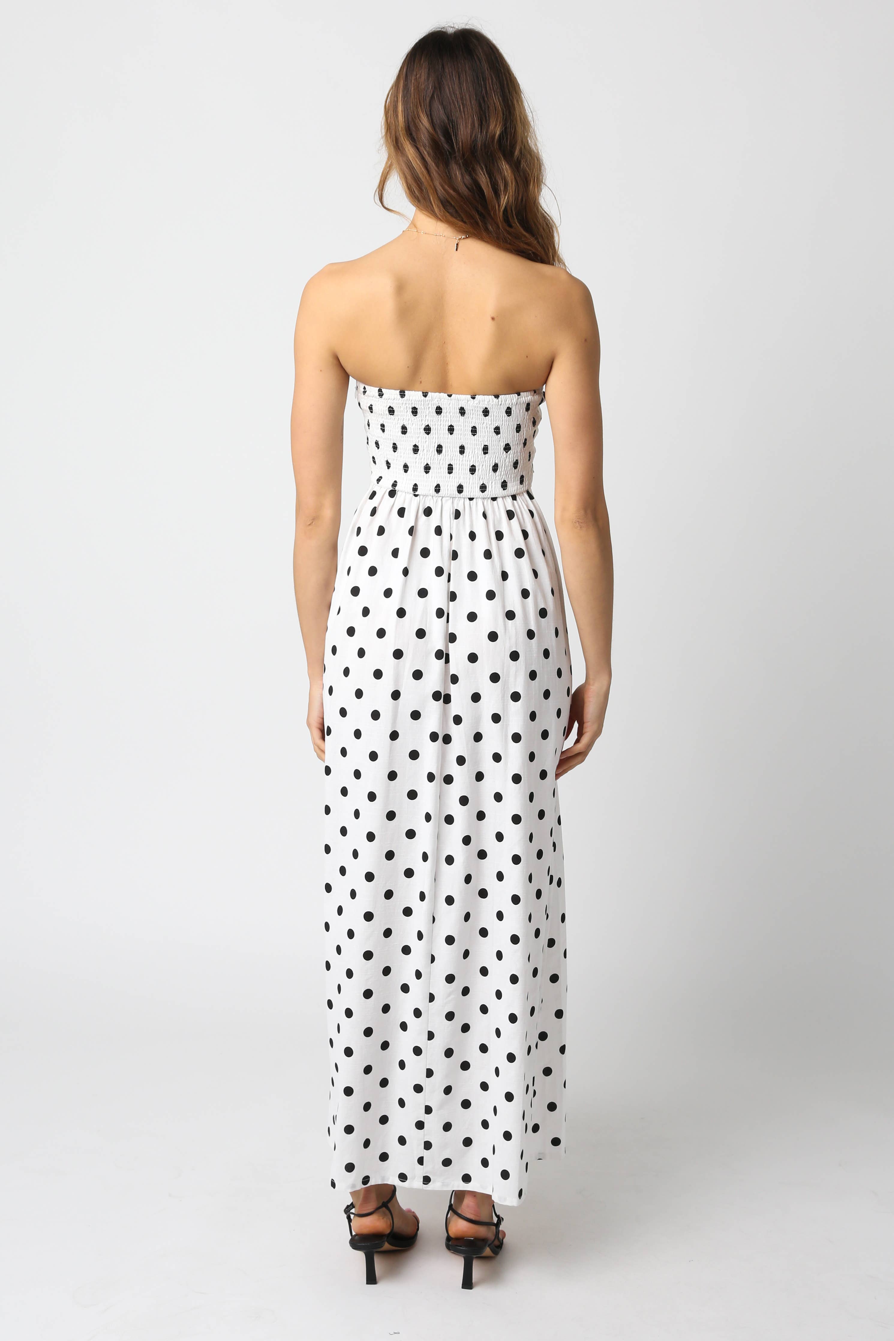 White & Black Polka Dot Maxi Dress