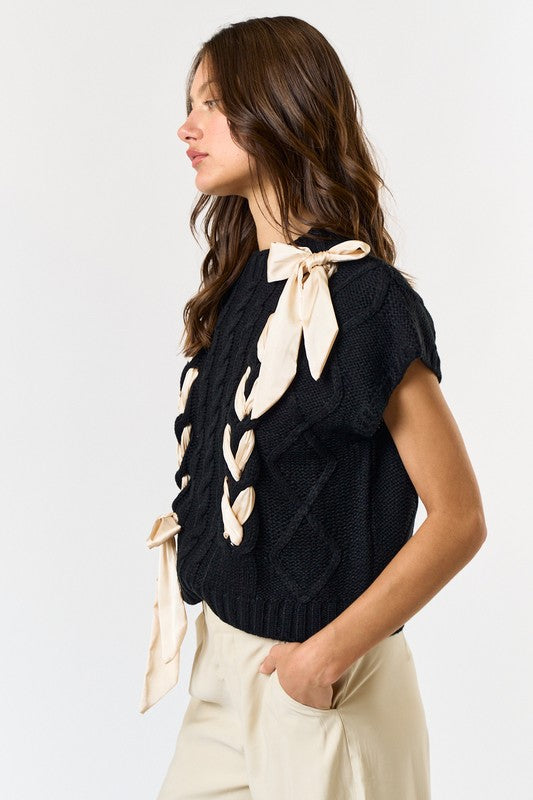 Black Cable Knit Vest