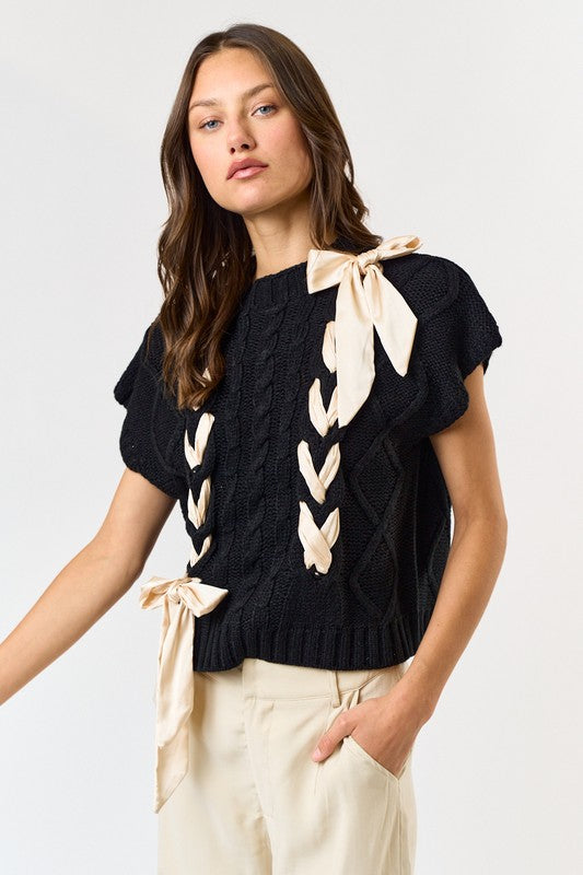 Black Cable Knit Vest