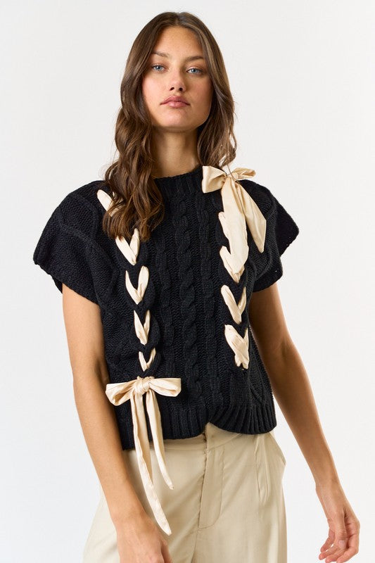 Black Cable Knit Vest