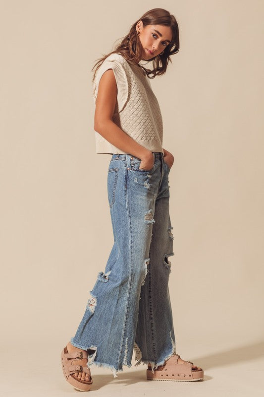 Mid Rise Denim Pants