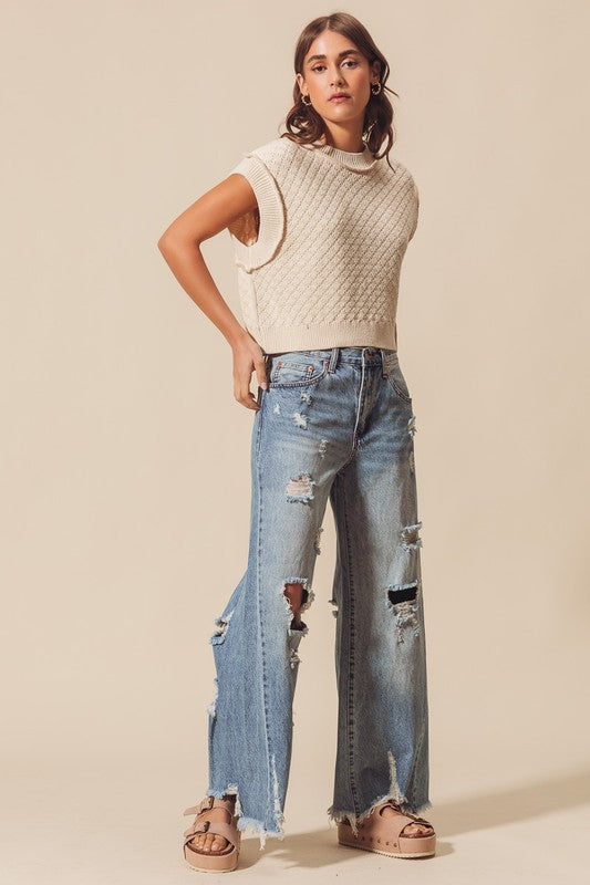 Mid Rise Denim Pants