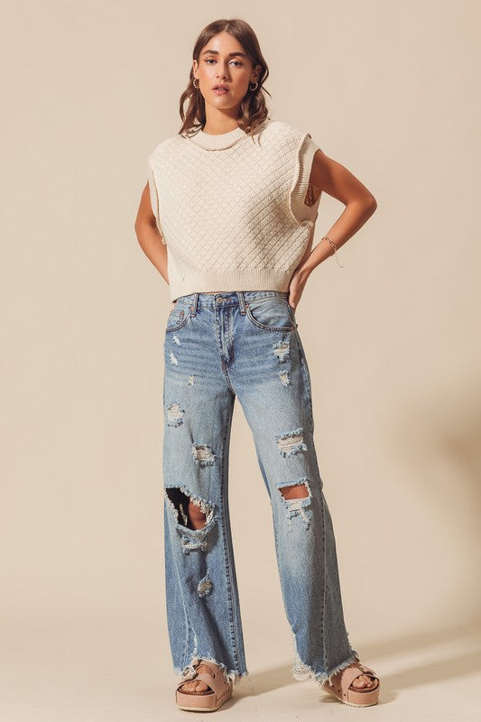 Mid Rise Denim Pants