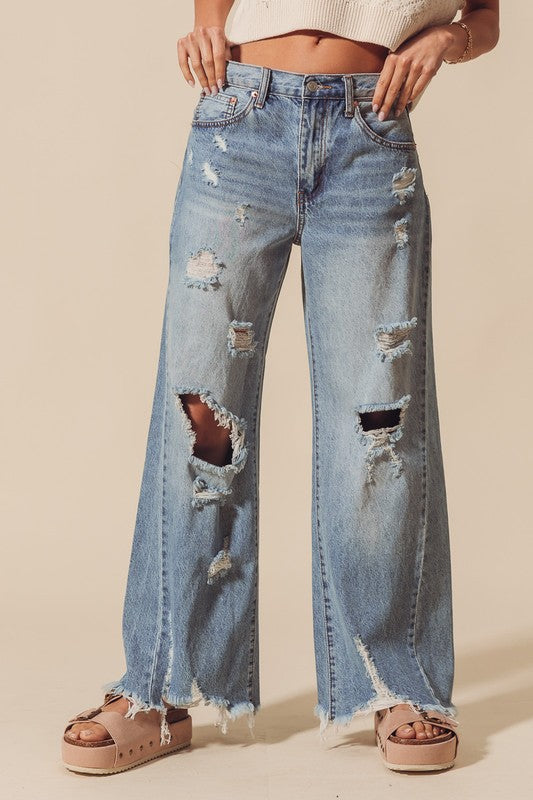 Mid Rise Denim Pants