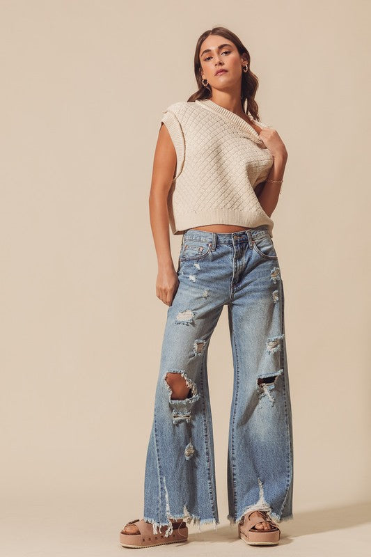 Mid Rise Denim Pants