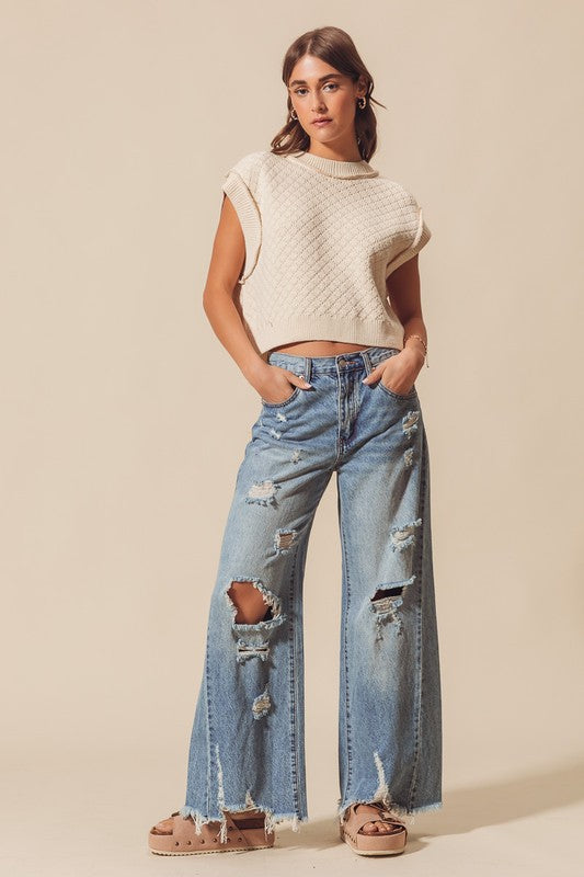 Mid Rise Denim Pants