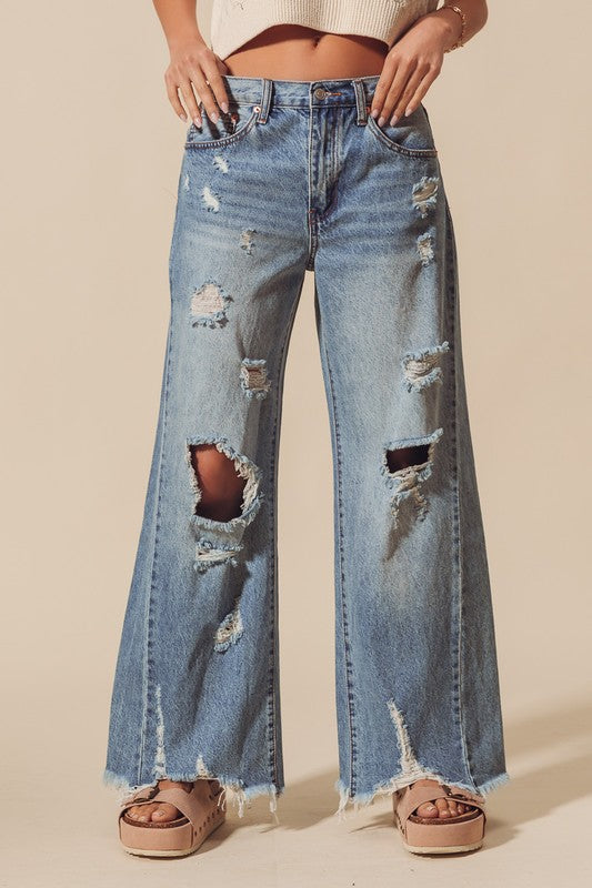 Mid Rise Denim Pants