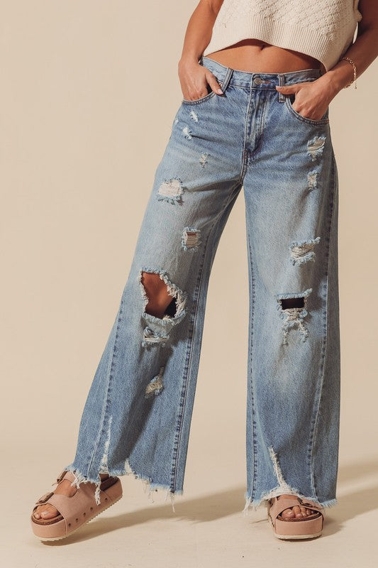 Mid Rise Denim Pants