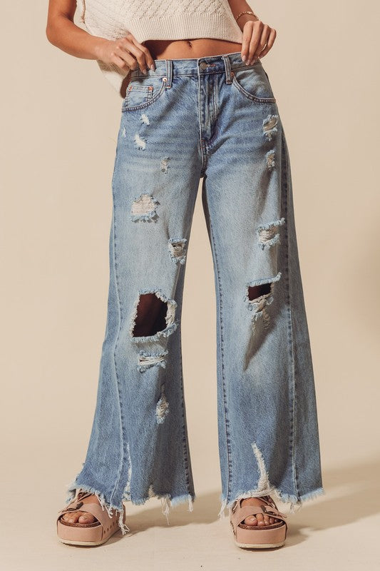 Mid Rise Denim Pants