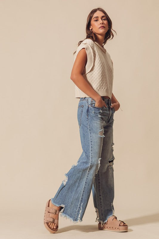 Mid Rise Denim Pants