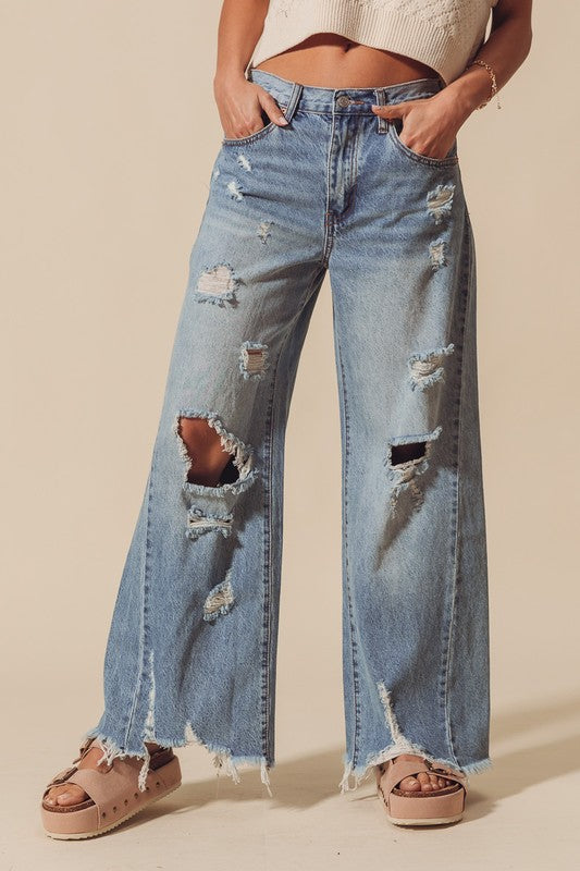 Mid Rise Denim Pants