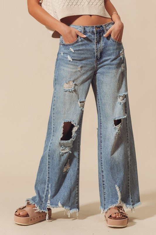 Mid Rise Denim Pants