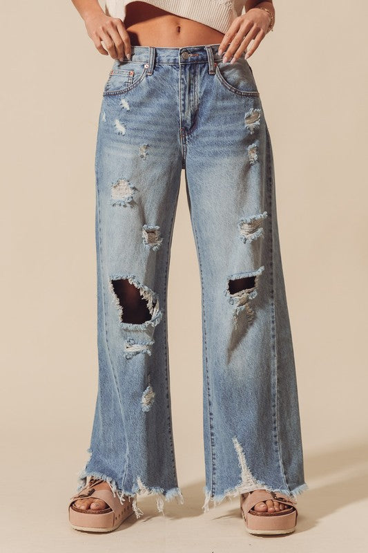 Mid Rise Denim Pants