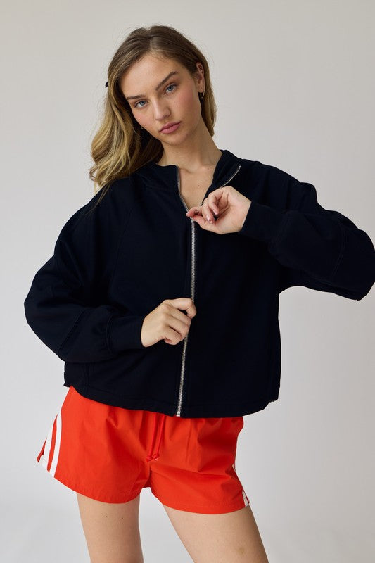 Black Emma Oversized Full-Zip Hoodie