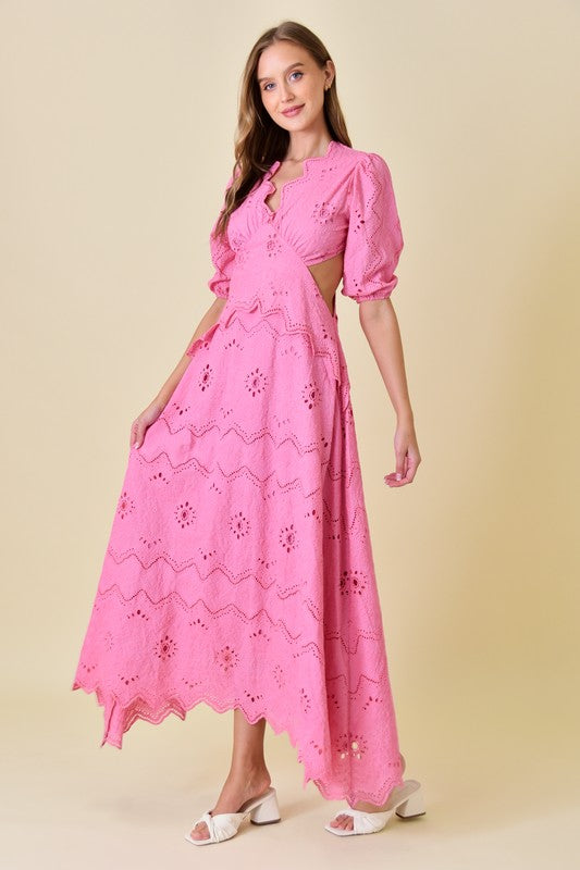 Pink Puff Shoulder Dress